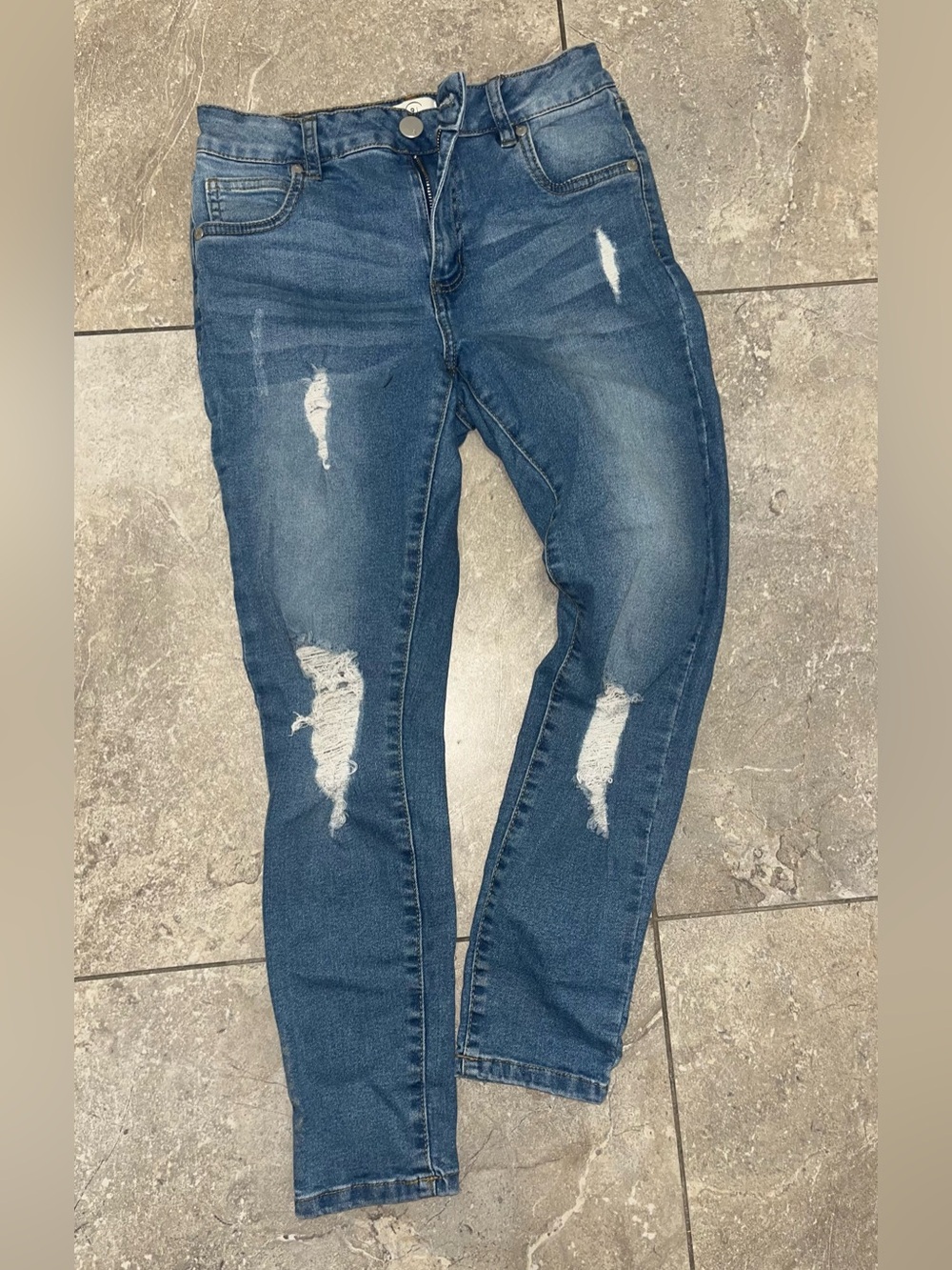 Women's Distressed Skinny Jeans - Blue